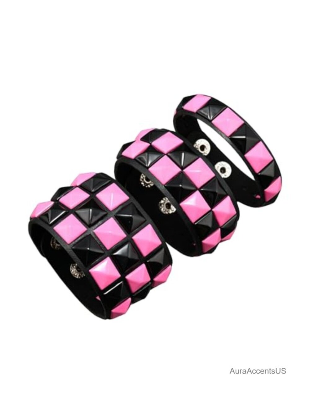 Punk Studded Faux Leather Cuff Bracelet Set for Men Women